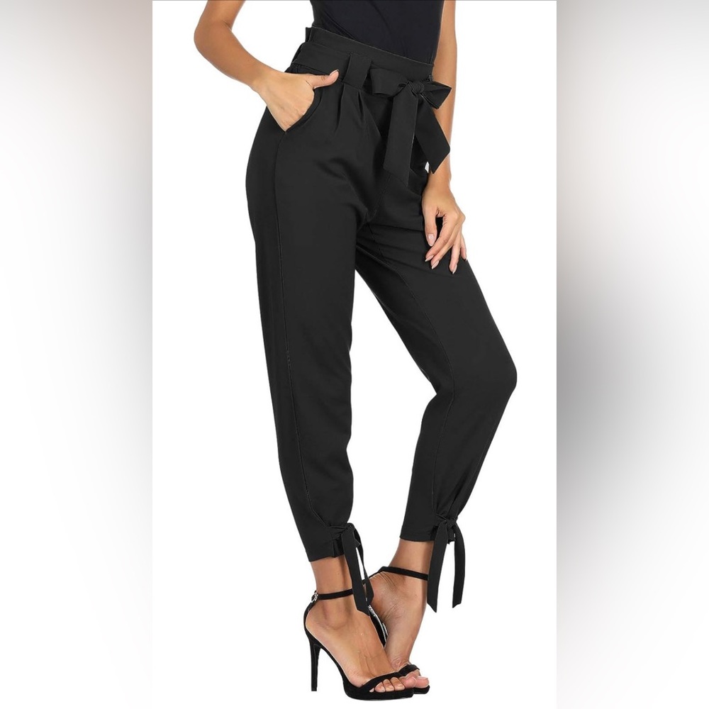 GRACE KARIN Black High Waisted Ankle Bow Pants - Picture 3 of 16
